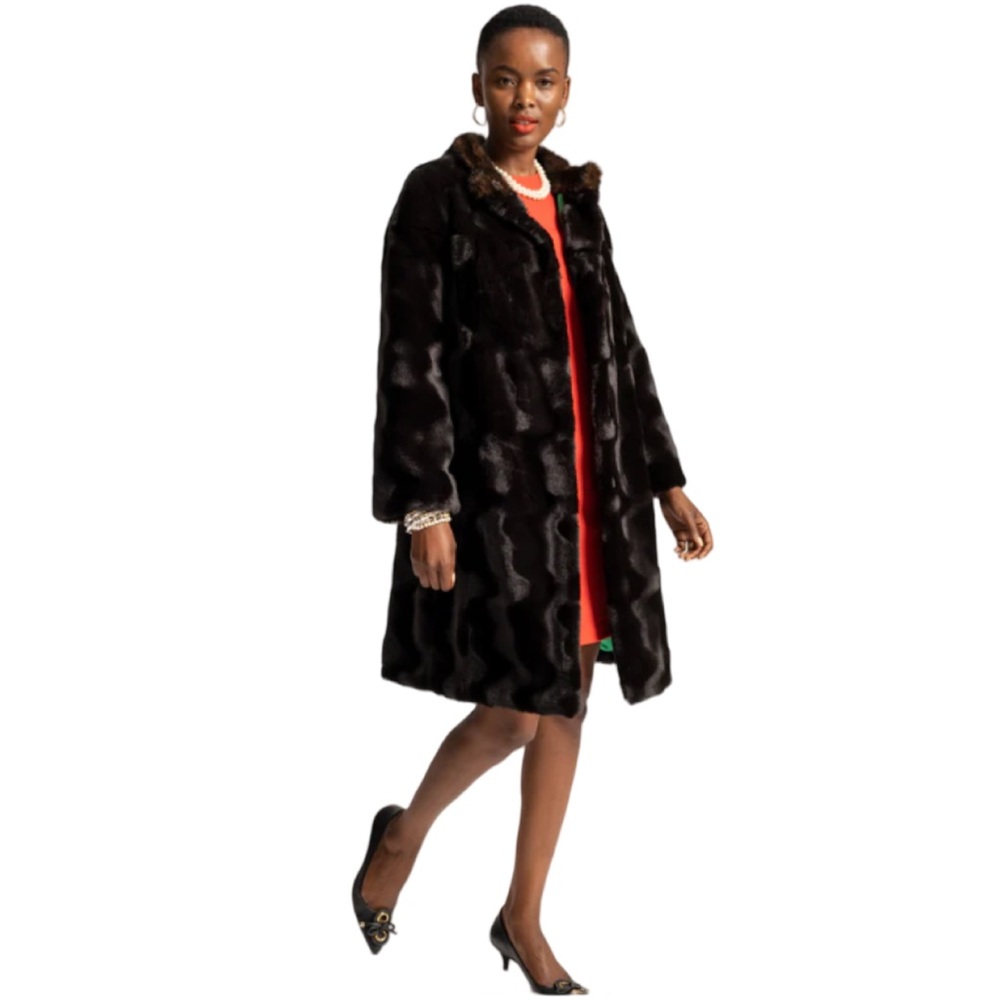 Frances Valentine▪️Dame Coat Ripple Faux Fur - Picture 6 of 8